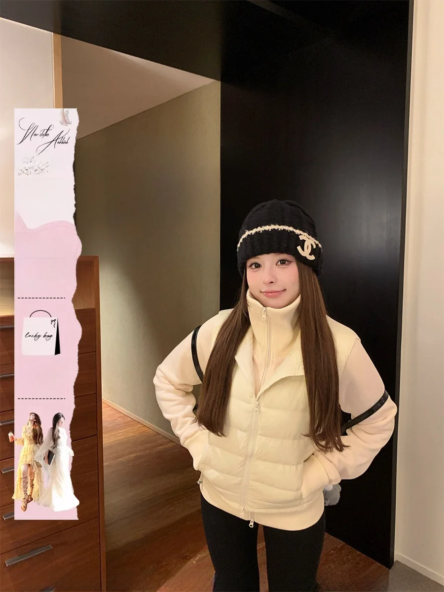 

Annie Non-Fire Women's down Vest Warm Stand Collar Inner Wear plus Size Fce Lined Jaet ort Sle Color Zipper Cl...