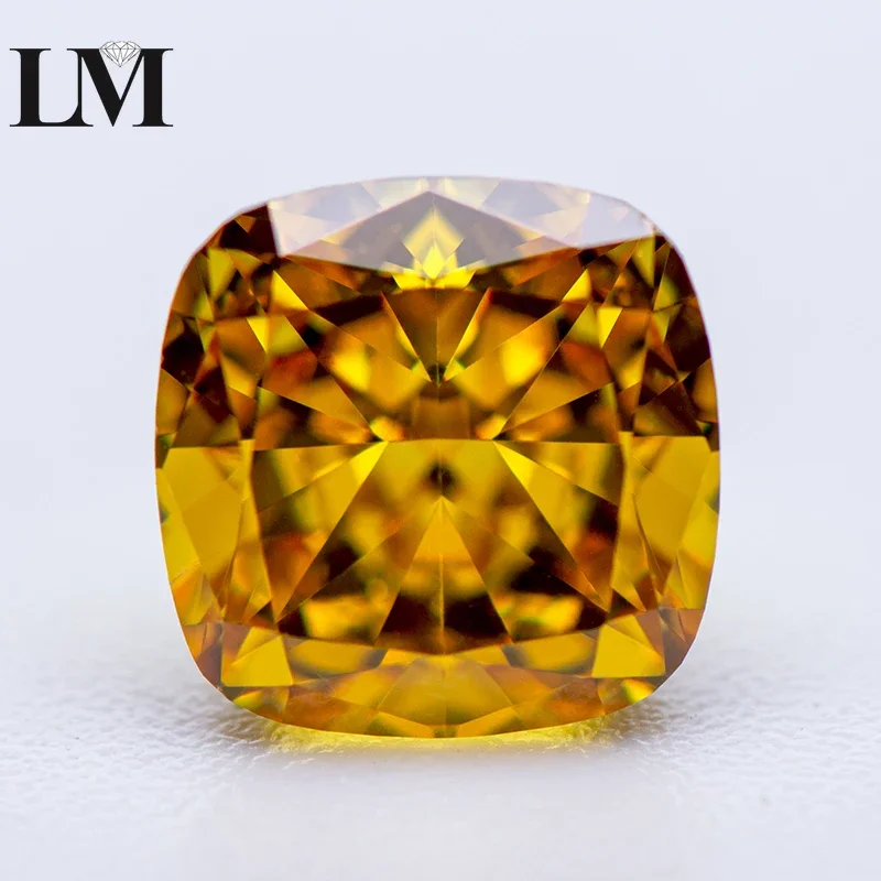 

Cubic Zirconia 5A Grade Golden Yellow Color Cushion Shape 4k Crushed Ice Cut Lab Synthetic Cz Gemstones For Women Charms Jewelry