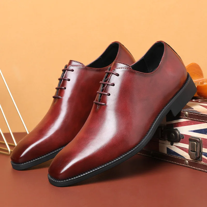 Men Classic leather shoes Retro Derby Shoes lace up Men Business Dress Office Leather Shoe Flats Men Fashion Wedding Party shoes