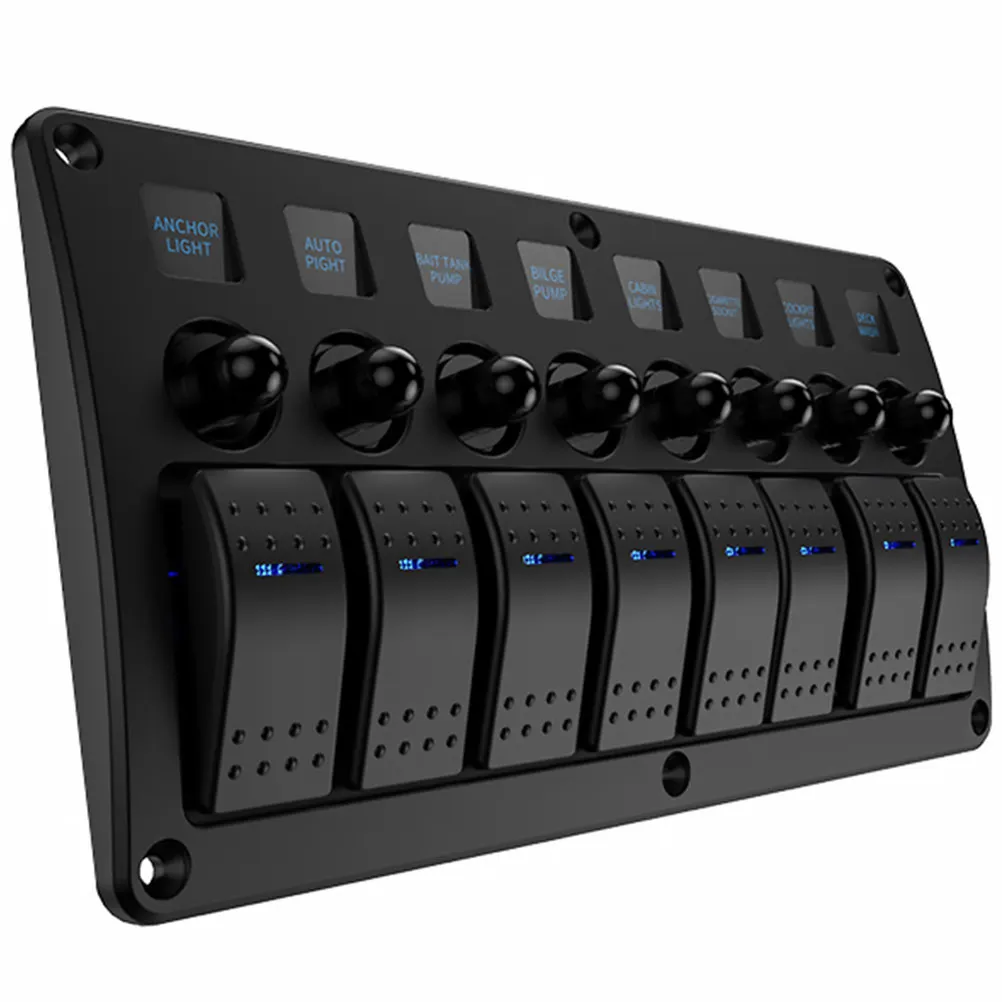 

1Set Ship Combination Switch Panel 8-Position Durable Control Power Supply for Vehicles Boats Yachts External Devices Phones