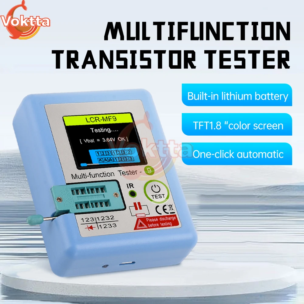 MF9 Transistor Tester Diode Triode Capacitance Resistance Meter 1.8inch LCR ESR Meter NPN PNP MOSFET Tester TFT Graphic Display