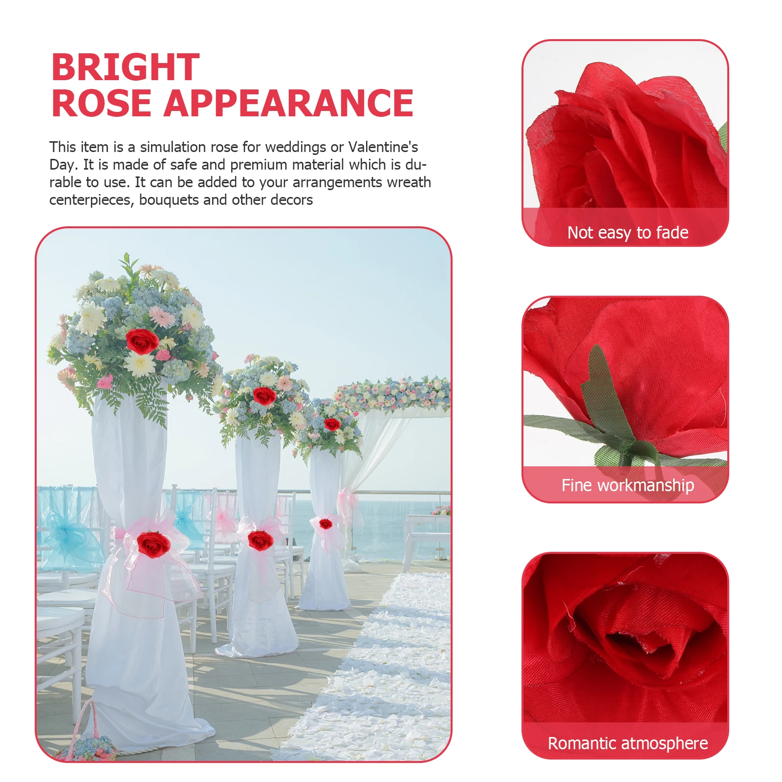 

10pcs Garland Making Materials Wedding Valentine'S Day Decoration Diy Flower Adornment Simulated Bouquet Garland Artificial Rose