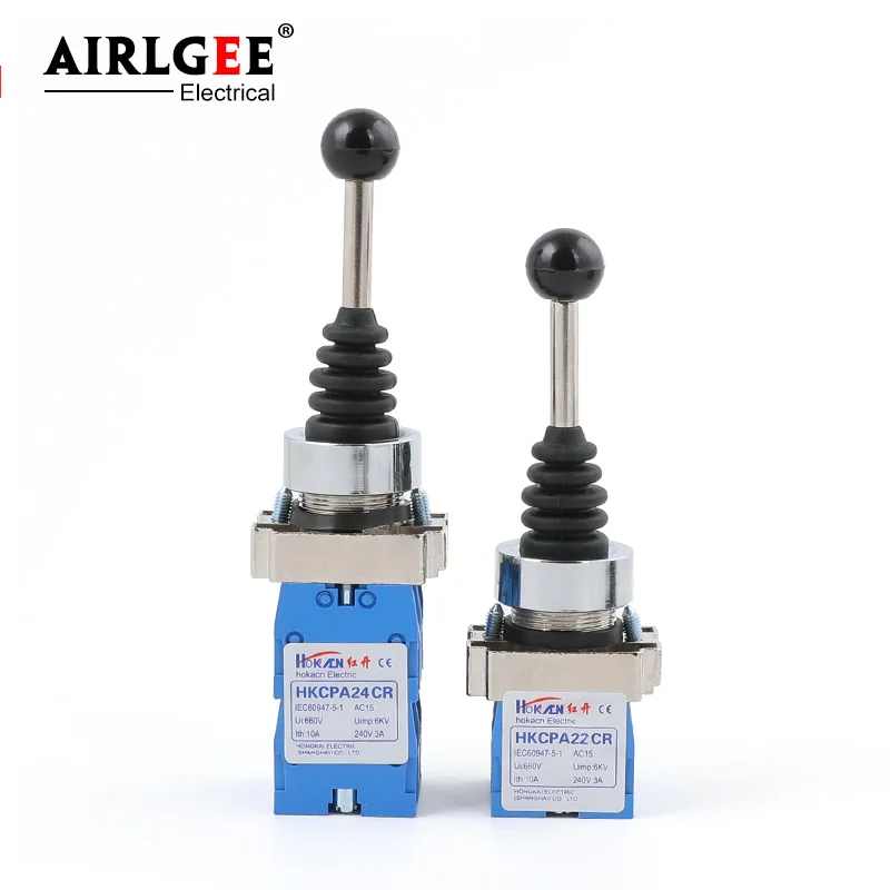 

HKCPA22CR/12CR HKCPA24CR HKCPA14CR 22 мм джойстик-переключатель мгновенный 2/4 положения 2NO/4NO самоблокирующийся пружинный поворотный кулисный переключатель