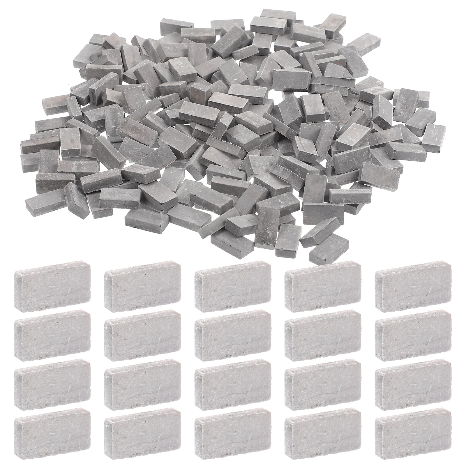 

200 Pcs Garden Edge Simulated Brick Building Blocks Dollhouse Set Fake Clay Little Bricks
