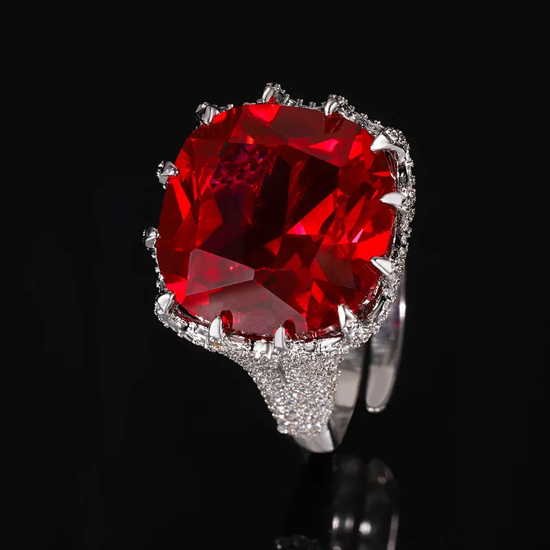 

Jewelry Gold Plated Red Corundum Fashion Ring Female 16*16