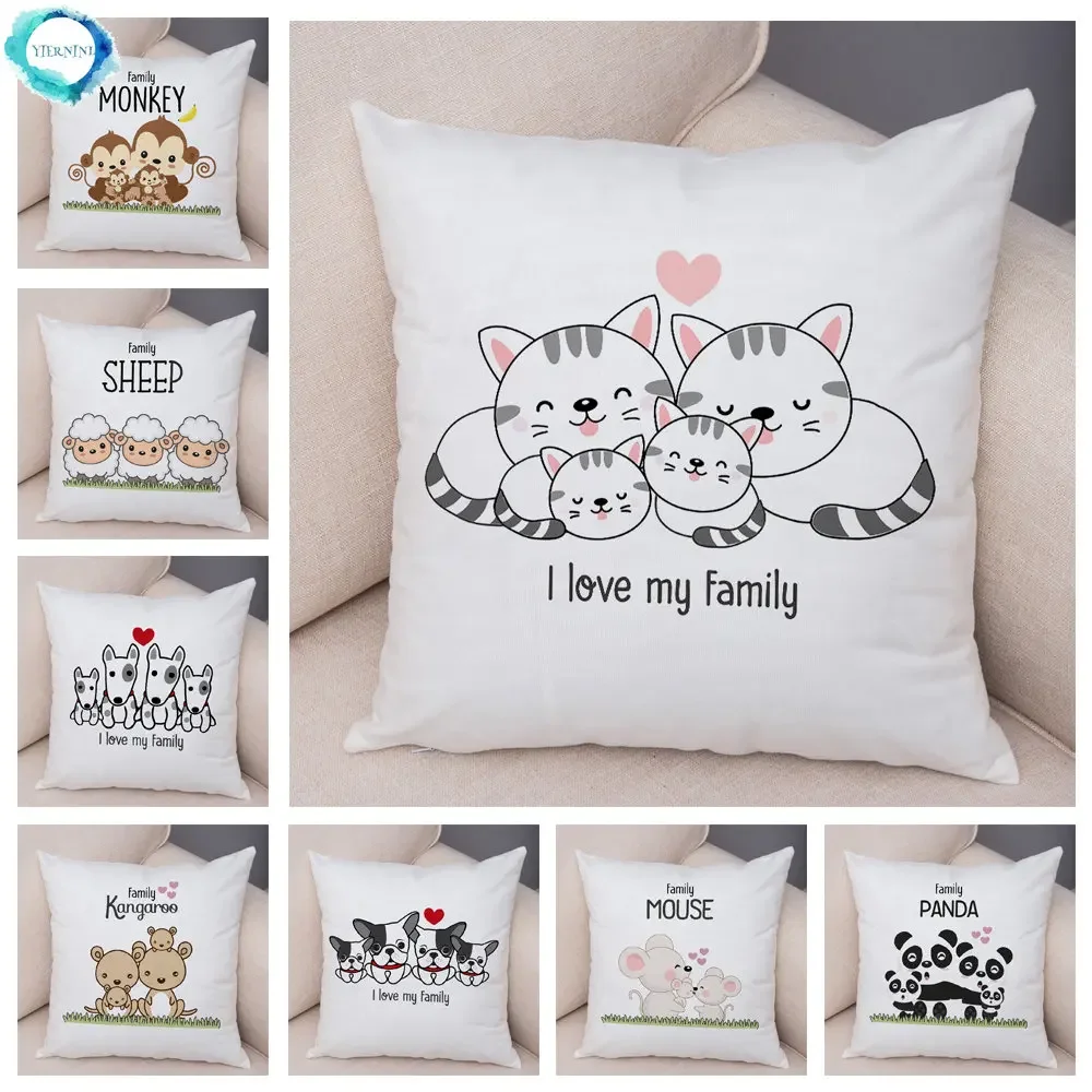 Cartoon Animal Cat Panda Monkey Print Pattern Pillowcase Home Sofa Bedroom Decoration Cute Animal Pillowcase