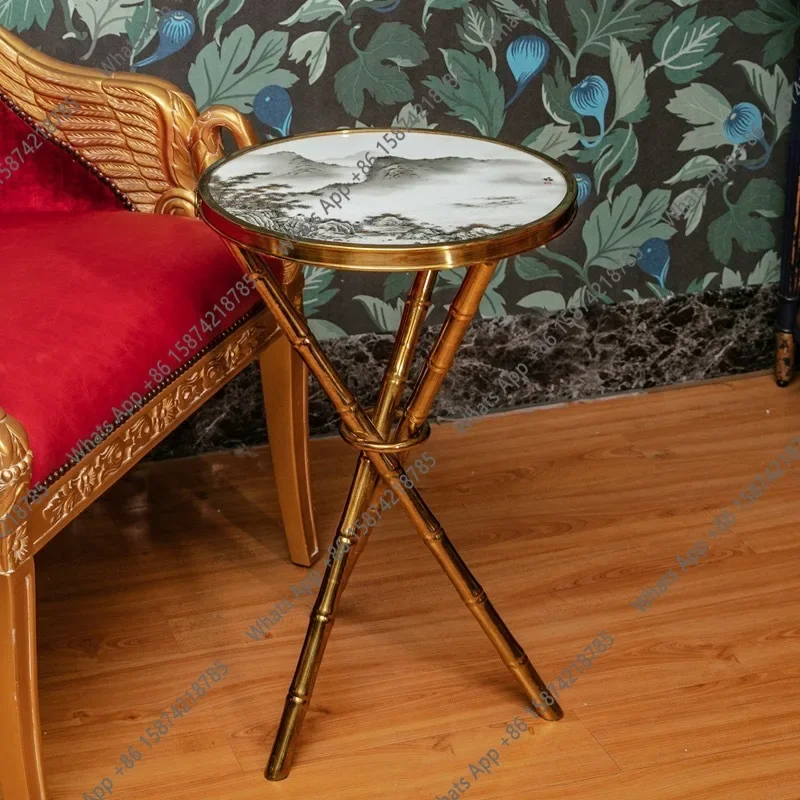 40X American Light Luxury Retro Bamboo All Copper Living Room Side Few Soft Decoration Custom Villa Hotel Model Room Corner Few