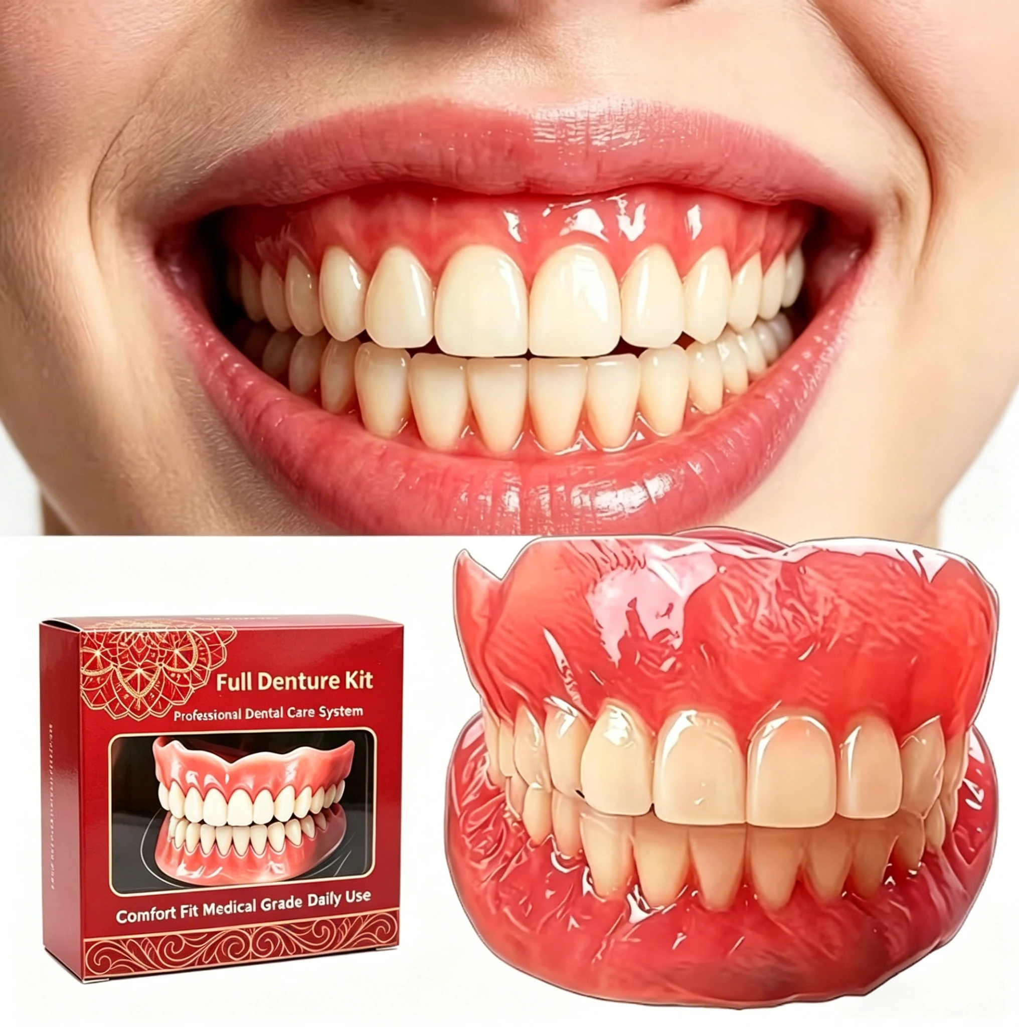 

Portable Full Mouth Silicone Denture Sets Adult Invisible Teeth Corrector Gap Repair Comfort Wear