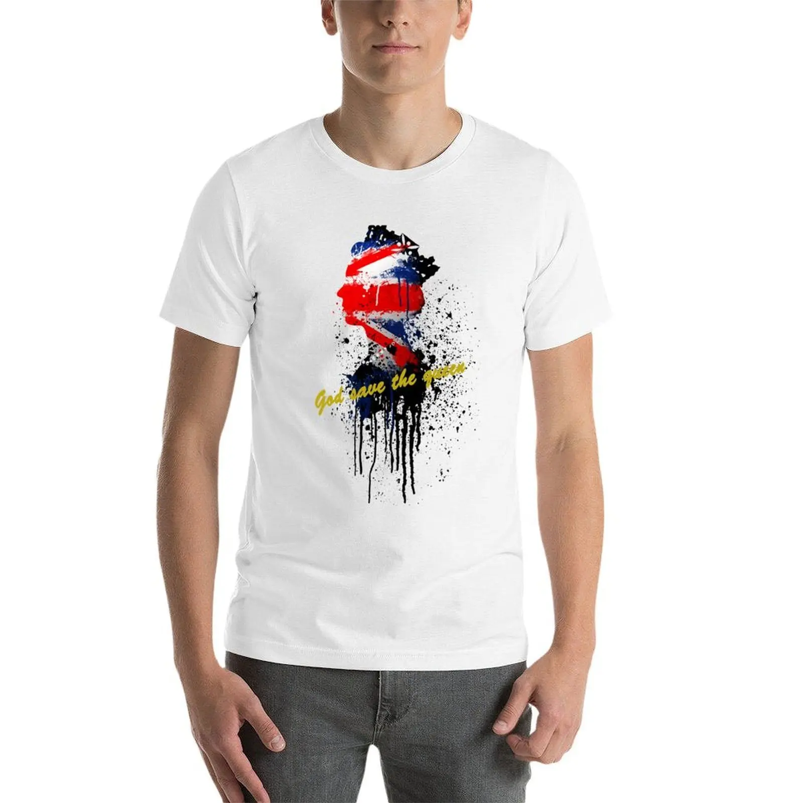 Boże, błogosław Królową # 2 koszulki męskie, t-shirty męskie, luksusowe śmieszne koszulki męskie, bawełniane koszulki