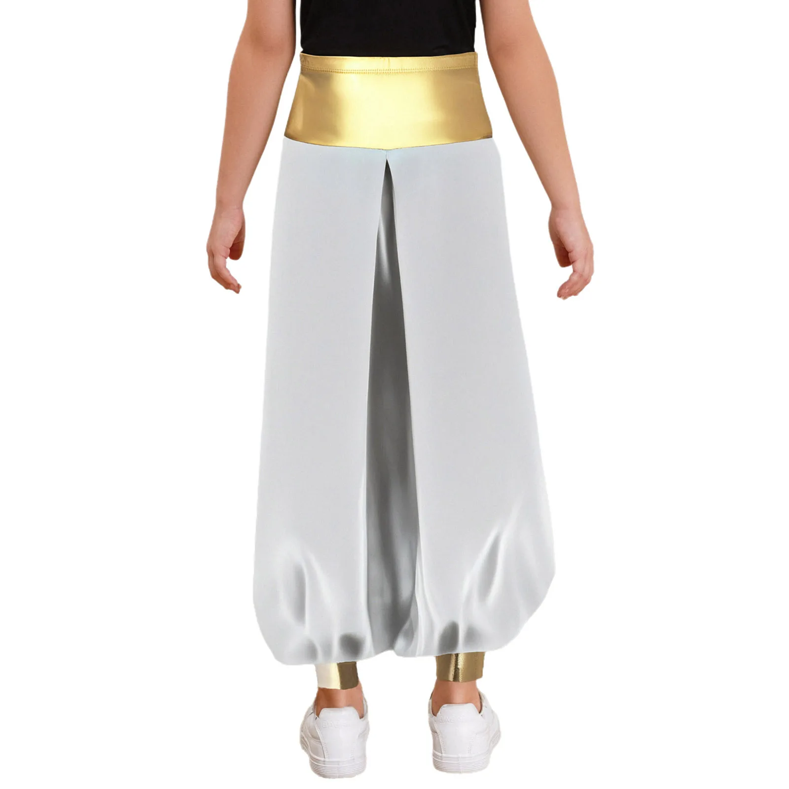 Kinder Jungen Arabischer Prinz Haremshose Metallisch Glänzend Hohe Taille Lose Laternenhose Halloween Karneval Party Cosplay Kostüm