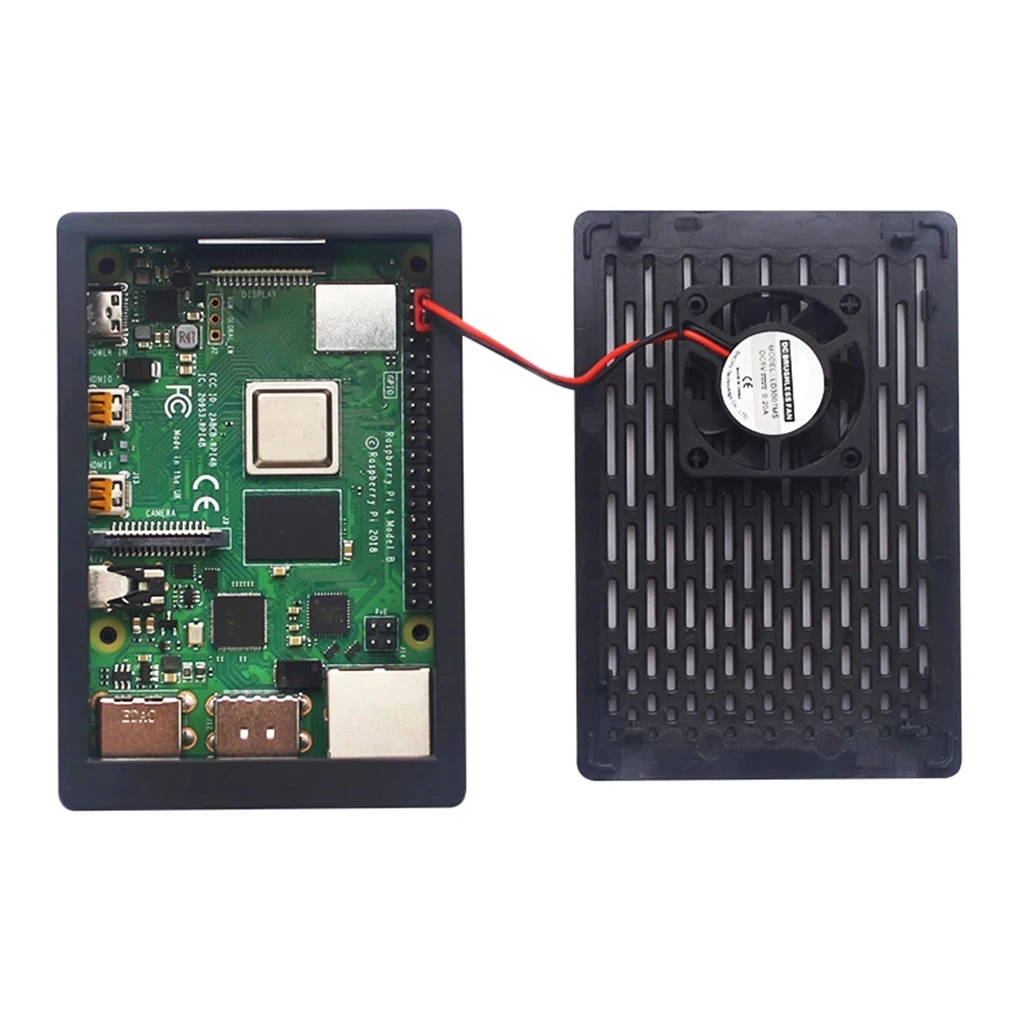 Boîtier de protection pour mini ordinateur avec écran de 3.5 pouces, kit de ventilateur de refroidissement, boîtier de protection de remplacement pour Raspberry Pi 4 modèle B