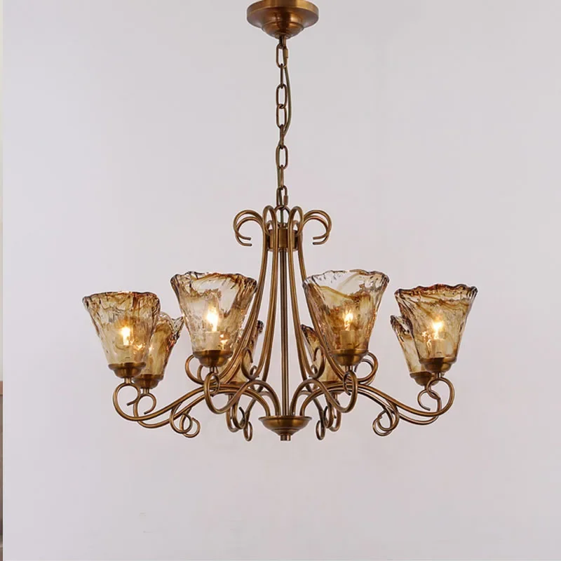 

American all copper pendant lights, living room lights, luxurious dining room lights, bedroom French villa