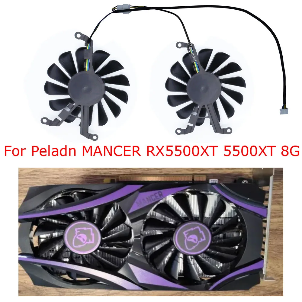 Graphics Card Cooling Video Cards Fan VGA Cooler CSH9015BS For MANCER RX5500XT 8g,T129215SU For PELADN 5500XT 8GB,2Pcs/Set view 6