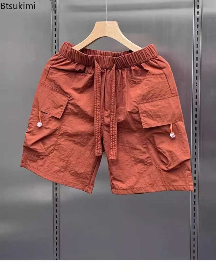 Summer Men's Cargo Shorts Fashion All-match Loose Casual Sports Pants Multi Pockets Drawstring Quick Dry Fitness Jogging Shorts