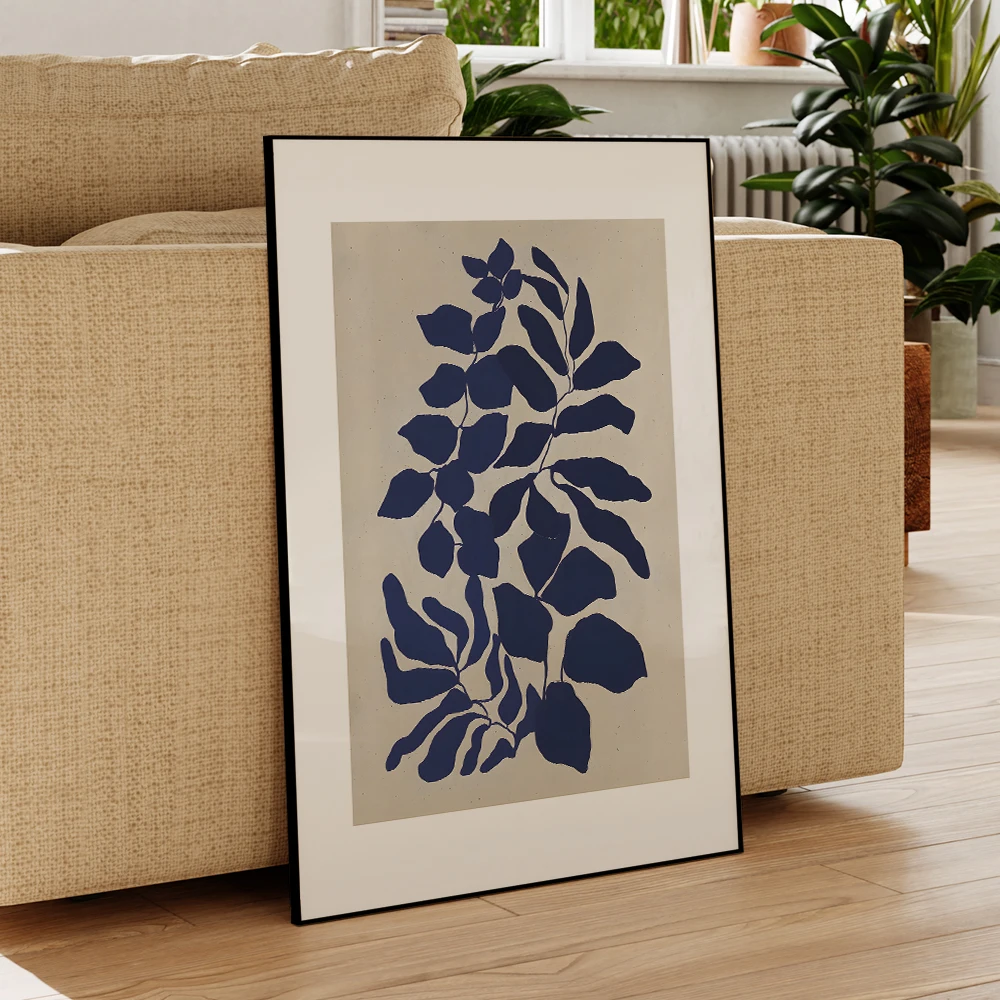 لوحة قماشية زرقاء حديثة على الطراز الاسكندنافي لديكور المنزل ، لوحة فنية لجدار طفل رضيع ، إطار من الألومنيوم ، ملصق مطبوع ، لوحة لغرفة المعيشة #2