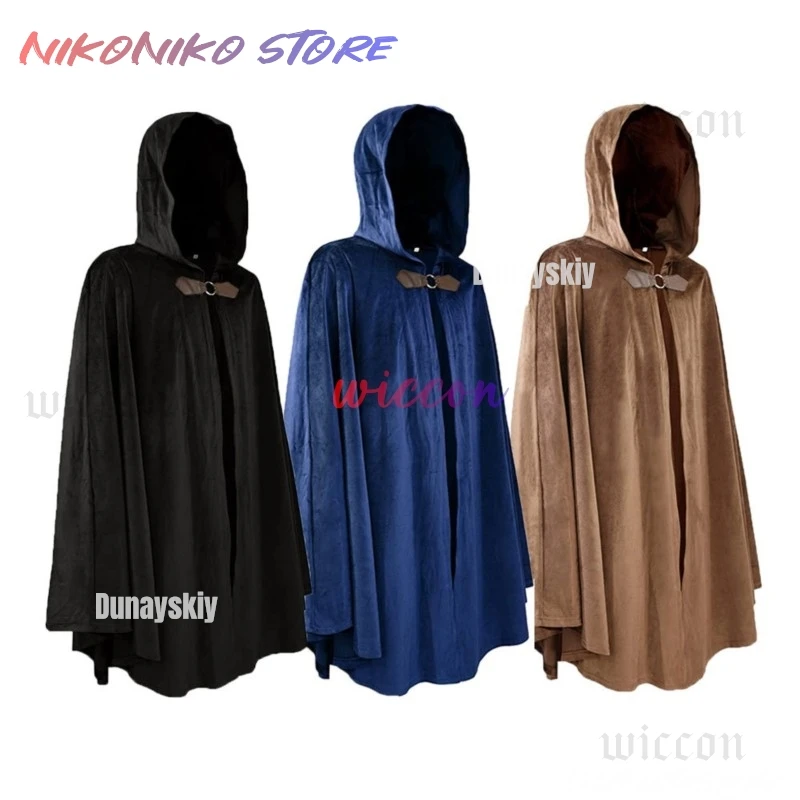후드와 남자의 벨벳 망토 여성을위한 르네상스 중세 후드 망토 남자 금속 루프 걸쇠와 할로윈 Steampunk 풀오버