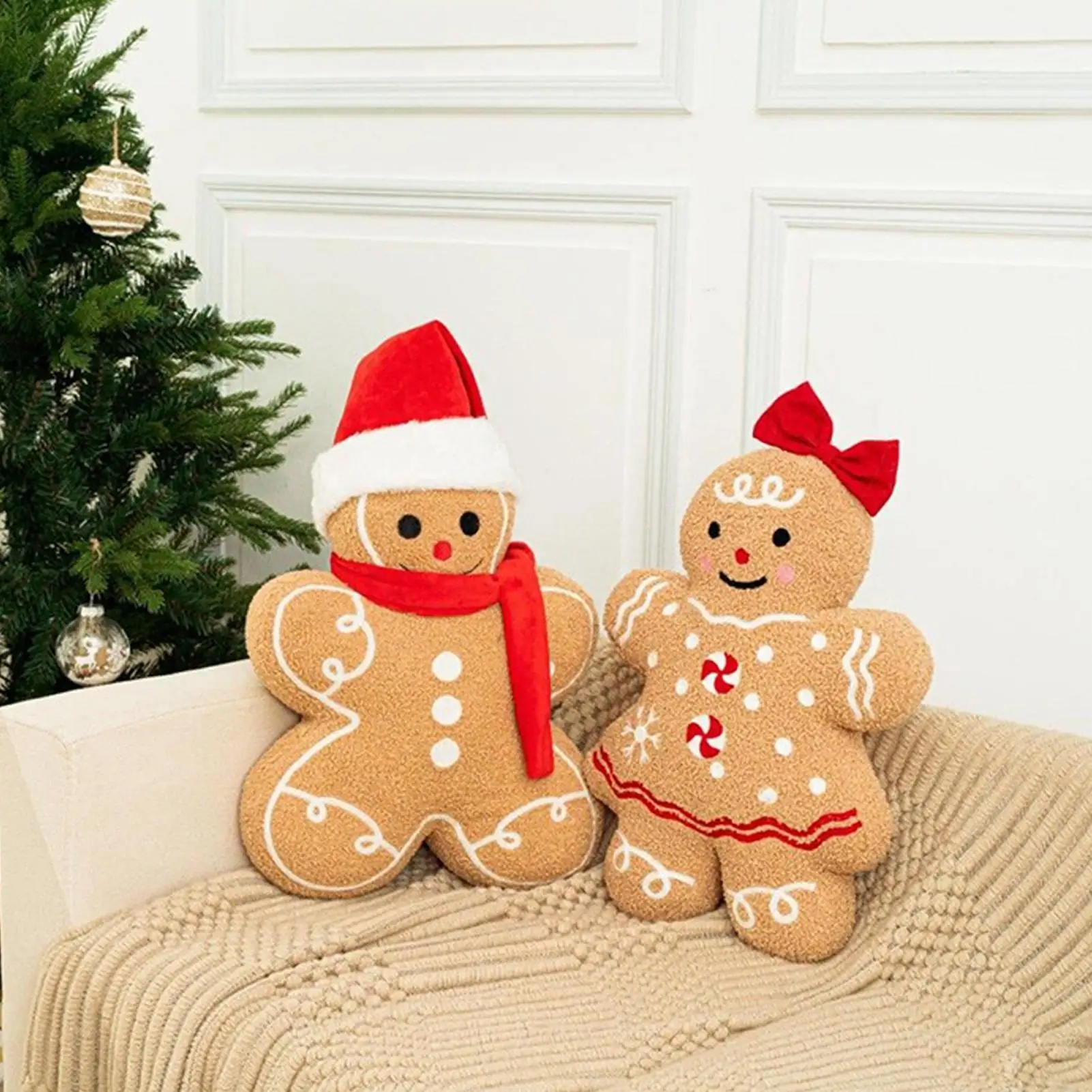 Stuffed Gingerbread Gingerbread Huggable Toy Soft Cute Christmas Decor For Holiday Festive Display Kids Sofa Couch Car Chair
