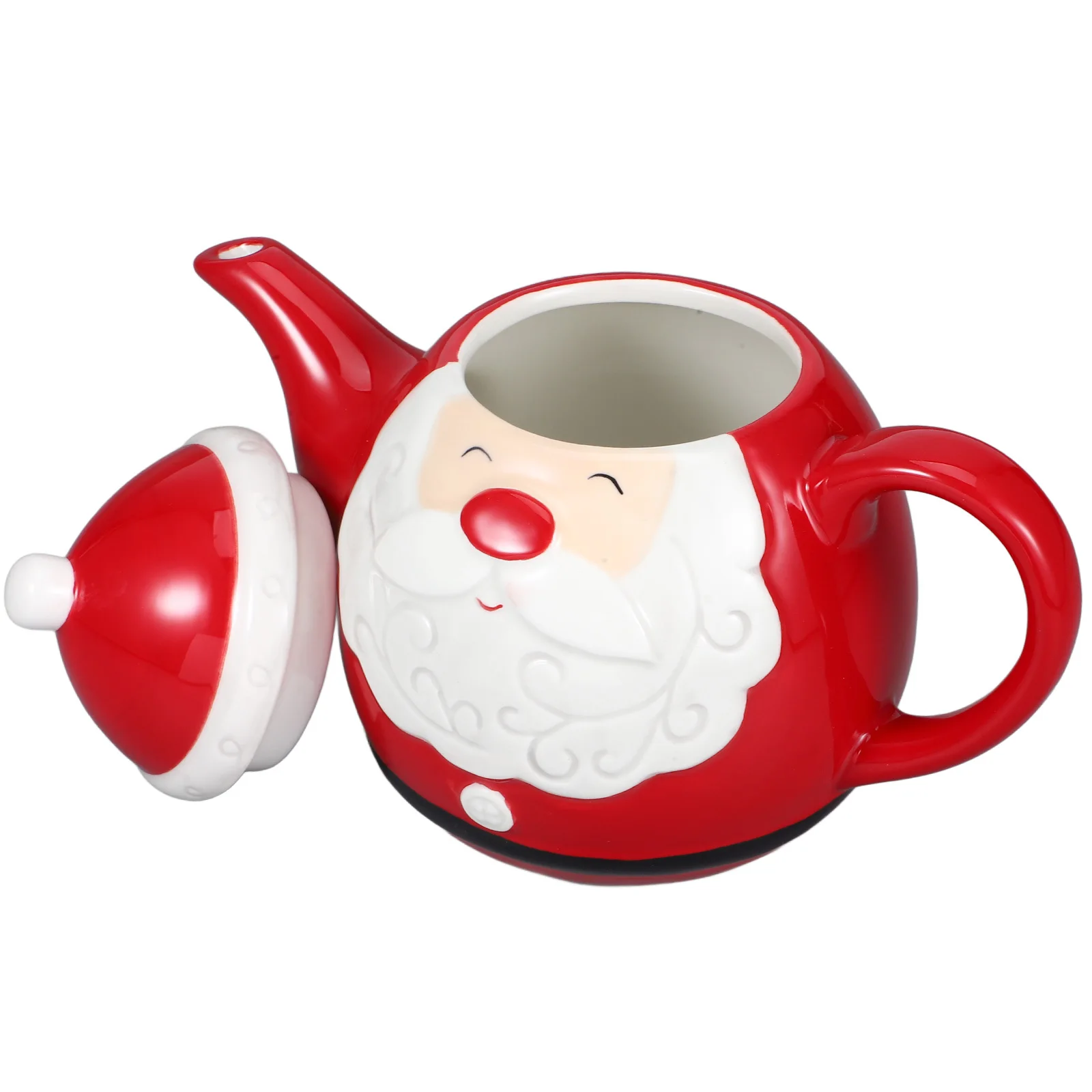 

Christmas Ceramic Teapot Santa Claus Design Lightweight Home Tea Kettle Large Capacity Portable Ceramic Water Jug Xmas Party