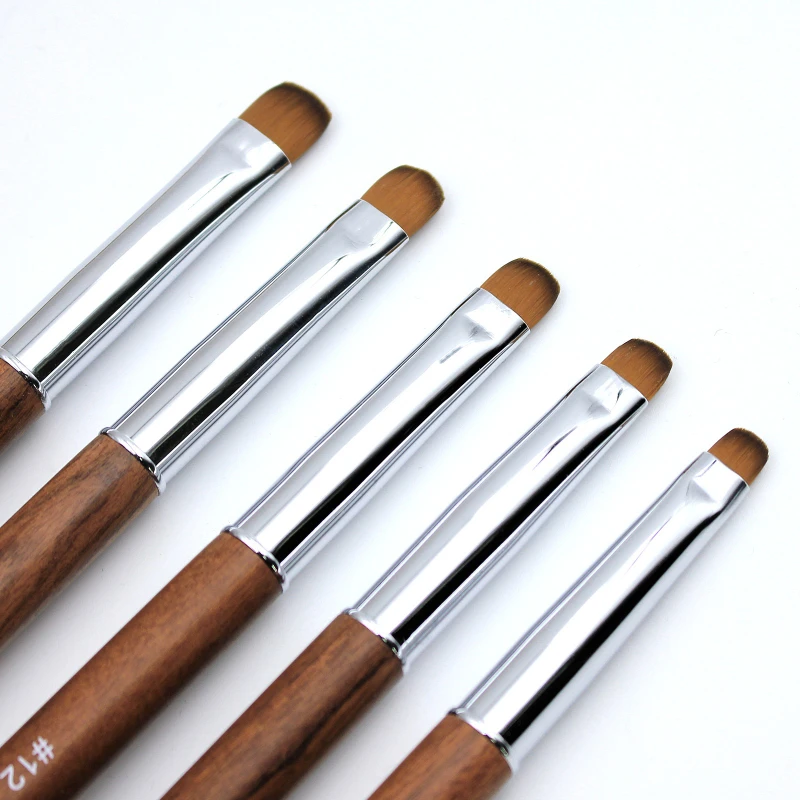 5pcs French Nail Brush Sandalwood Handle Acrylic Drawing Rhinestone Gel Painting Manicure Tool 8-16