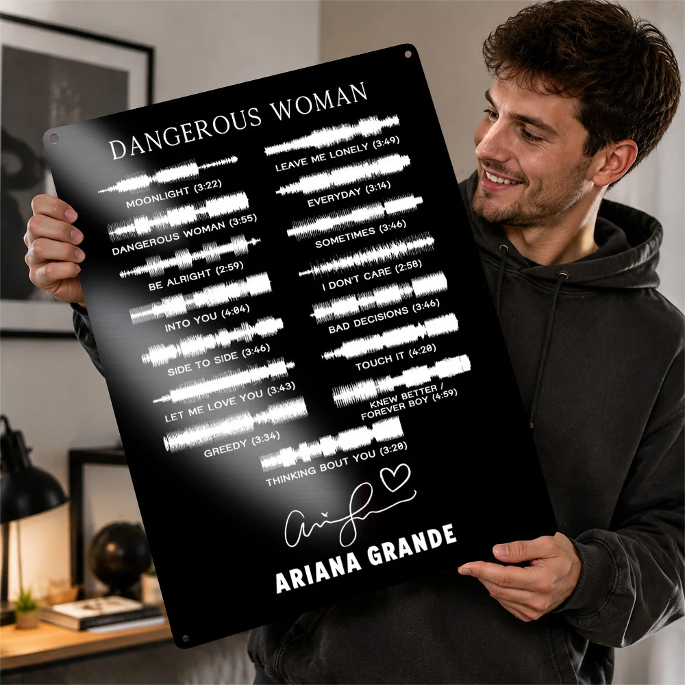 Ariana Grande Metal Poster Music Wall Art Customized Retro Tinplate Sign for Studio Bedroom Home Decor Room Decoration Display