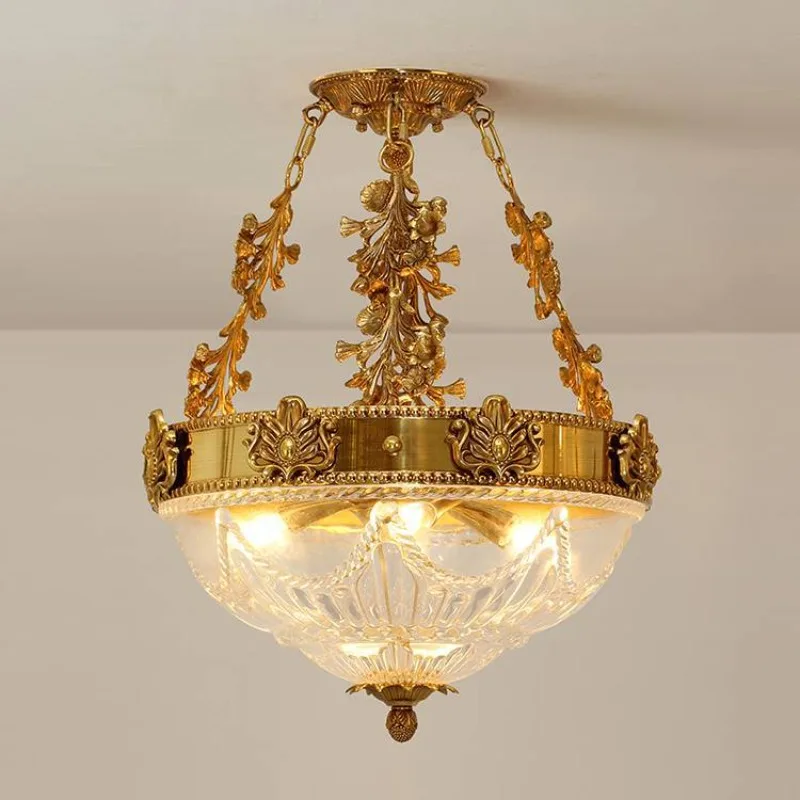 European style ceiling light, French luxury creative personality, dining room, bedroom, study, glass lampshade