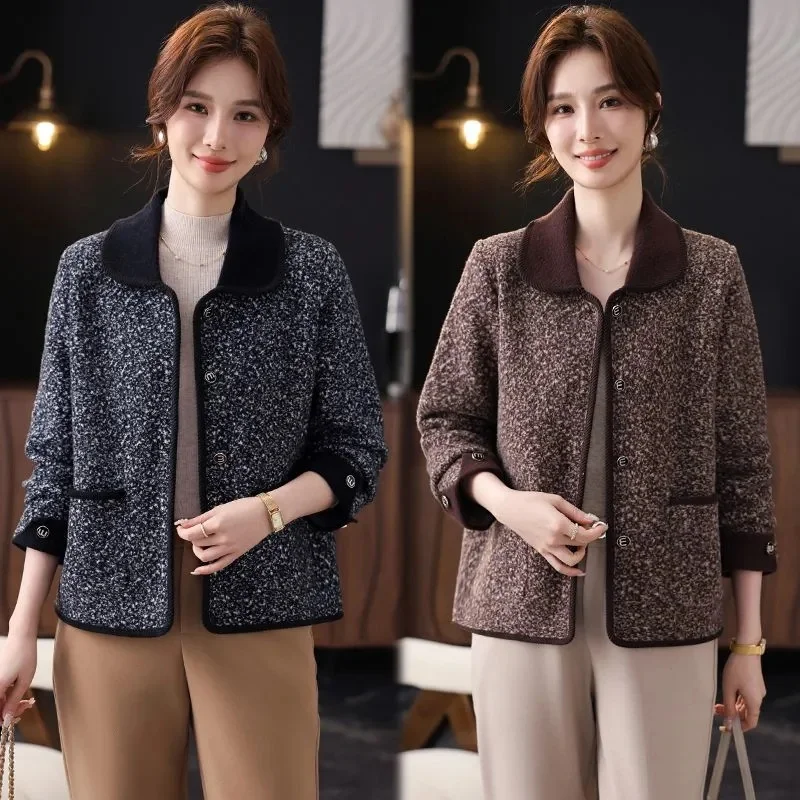 Small Fragrant Jacket Women's Spring Autumn2025New Fashion Coat Short Middle-Aged Mother Overwear Temperament Ladies Outcoat Top