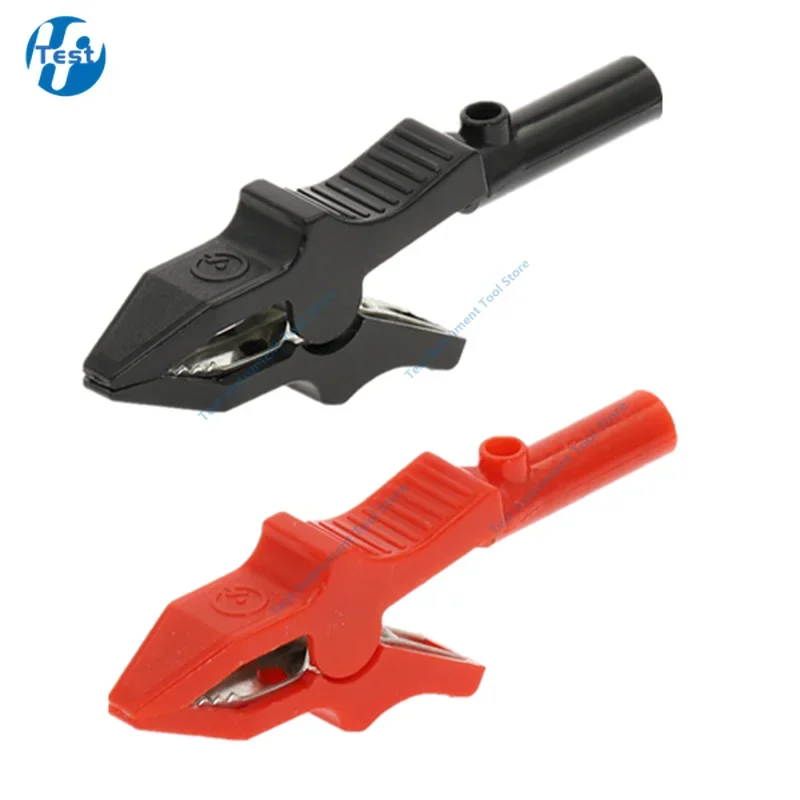 2pcs/lot  30A  Red Black Copper 80MM Alligator Clip for 4mm Banana PLUG Test Probes cable Insulate Clamp