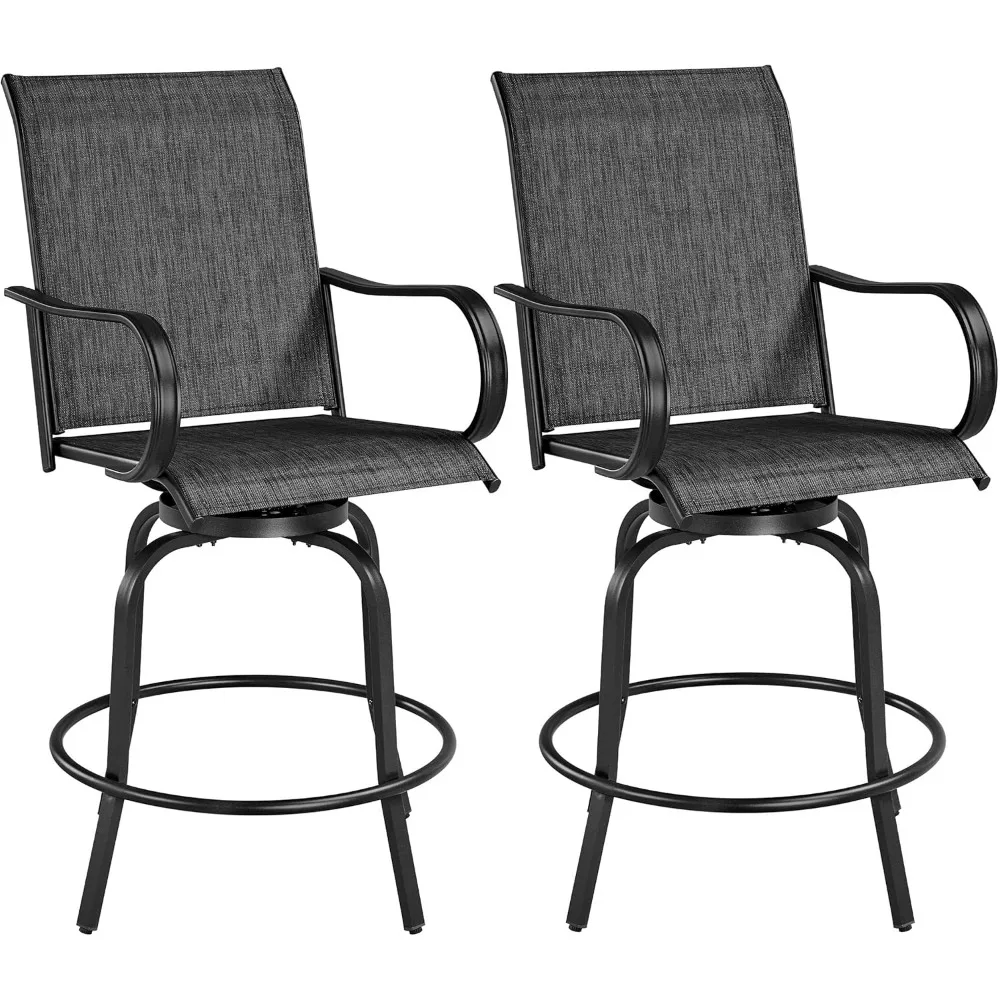 Patio Swivel Bar Stools Outdoor Chairs Set of 2 Outdoor High Bistro Stools Outdoor Furniture, All-Weather Patio Stools for Outs