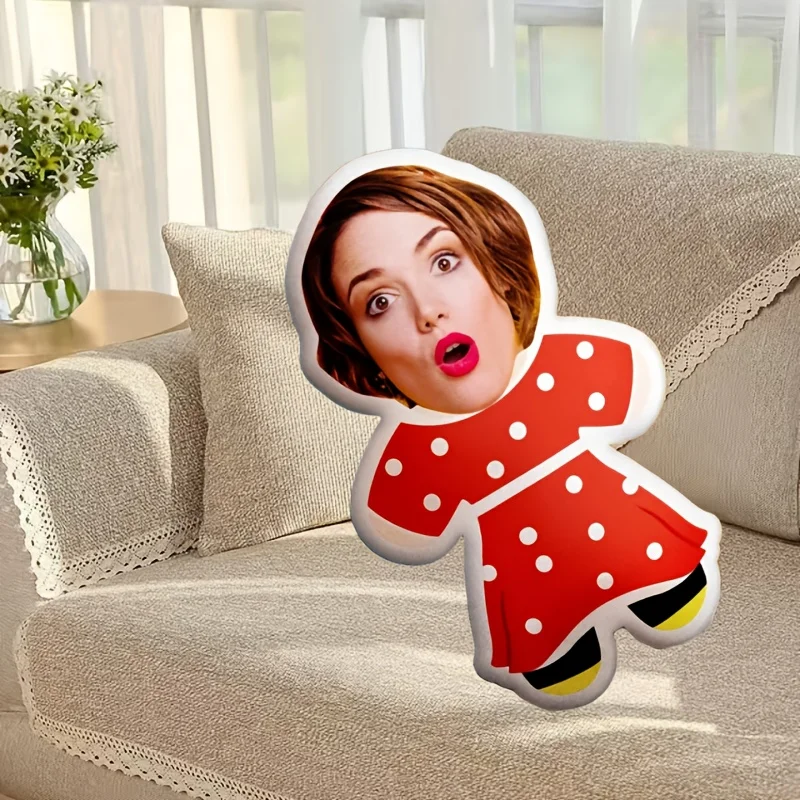 Red Dress Pillow Customization, Personalized Design, Face And Body Combined, Digital Double-Sided Printing, Home Decor, Casual S