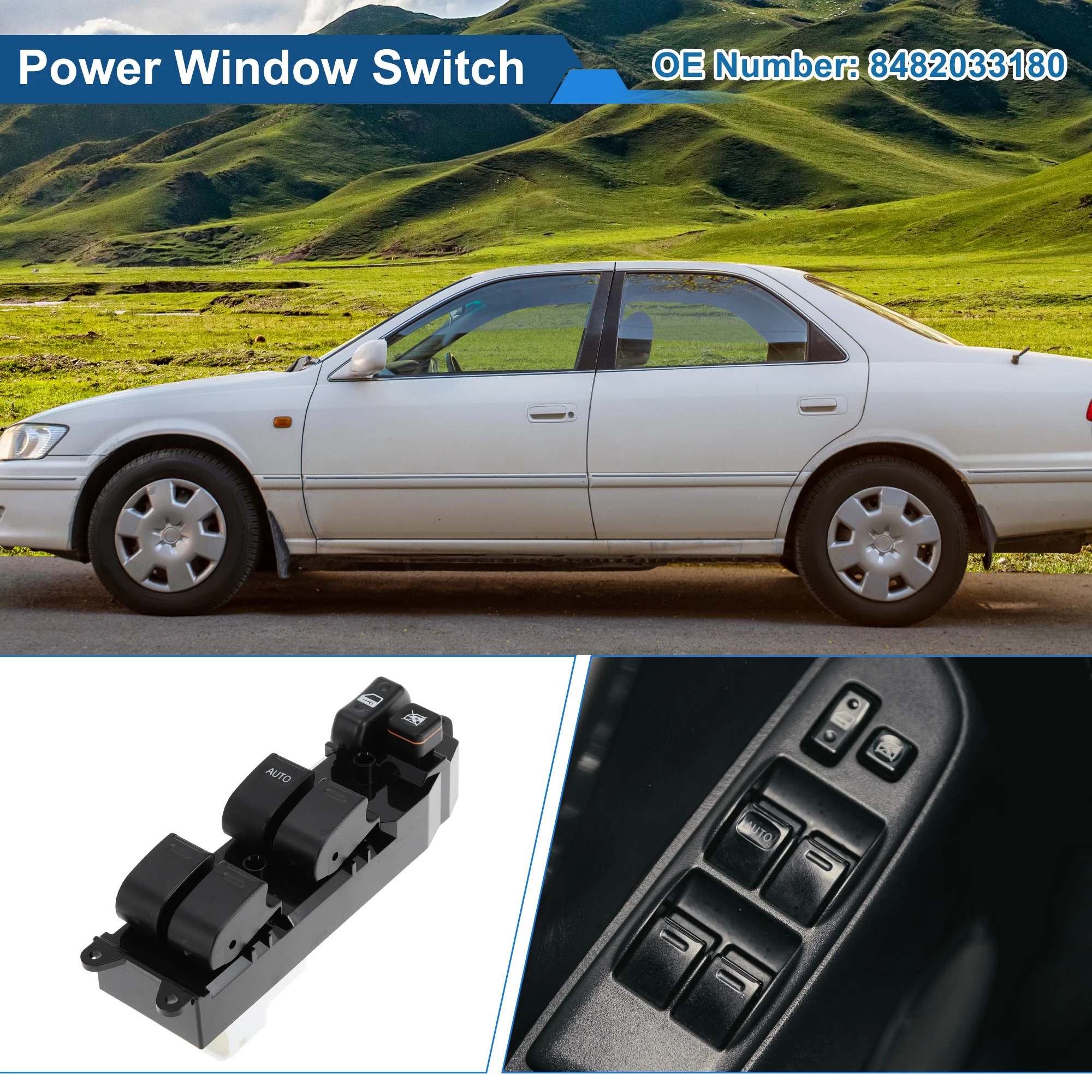 

UXCELL Front Left Driver Side Power Window Switch for Toyota Camry 02-05 No.8482033180