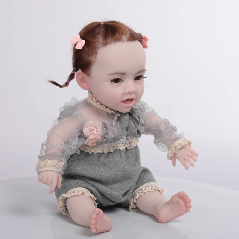 

Herpinker Silicone Reborn Doll Kid Realistic Girl 3 Colors Eyes Choices Soft Baby Dolls Lifelike Kid Toys Silicone Reborn Babies