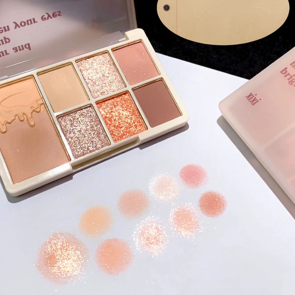 For Xixi 7 Color Eyeshadow Palette Milk Tea Brown Shades Matte Glitter Powder Daily Professional Eye Makeup Beauty