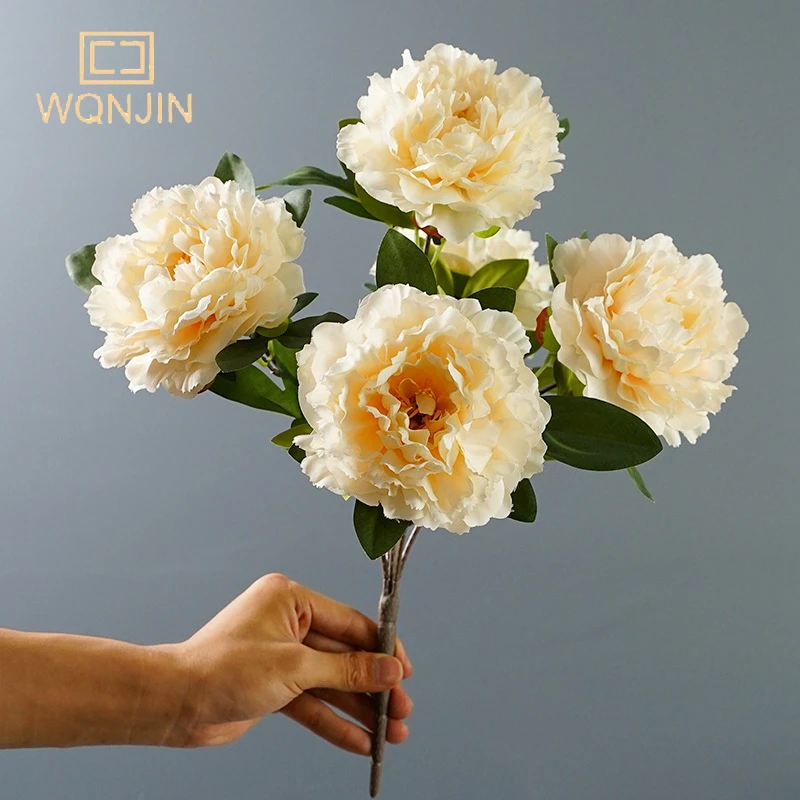 5 Köpfe große rote Seide künstliche Pfingstrose Blumenstrauß Blumen Dekoration Hochzeit Zuhause Tisch große gefälschte Blumen Valentinstag liefert – Detail 11
