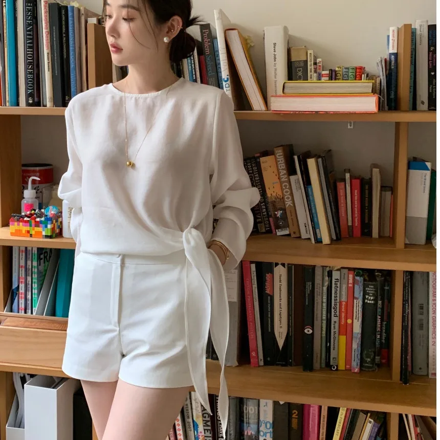 

Шикарный летний свободный крой Long Sve круглый женский топ Ne irt из дышащего тонкого материала, универсальный повседневный дизайн Ele