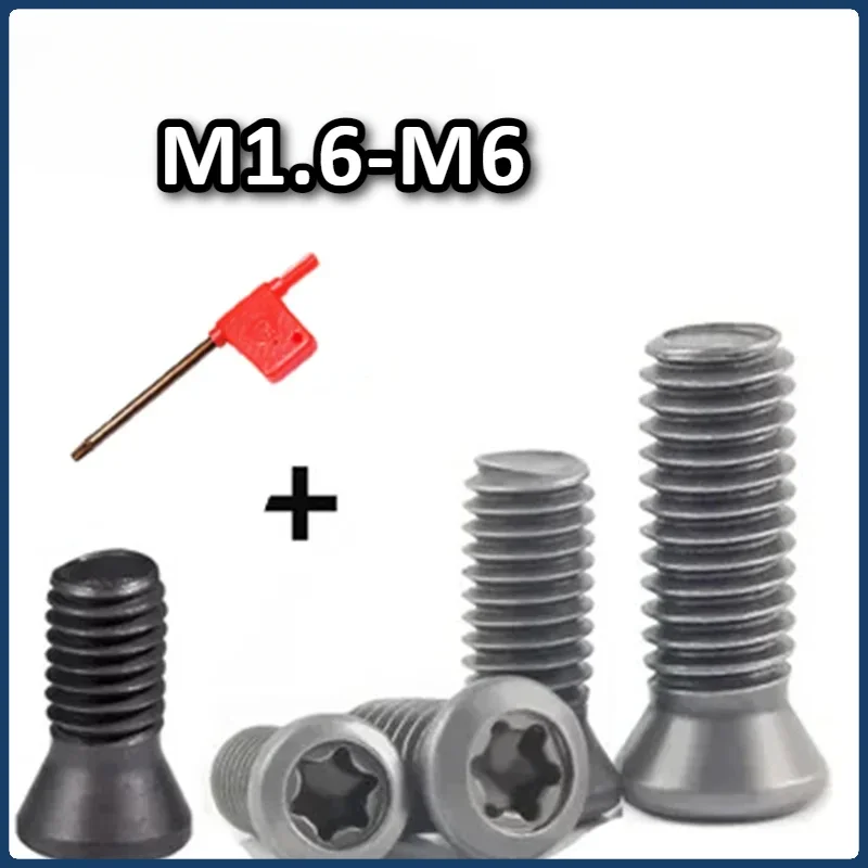 CNC sekrup Torx M1.6 M1.8 M2.0 M2.2 M2.5 M3.0 M3.5 M4.0 M5.0 M6.0 pemegang alat bubut Set sekrup + 1 obeng CNC