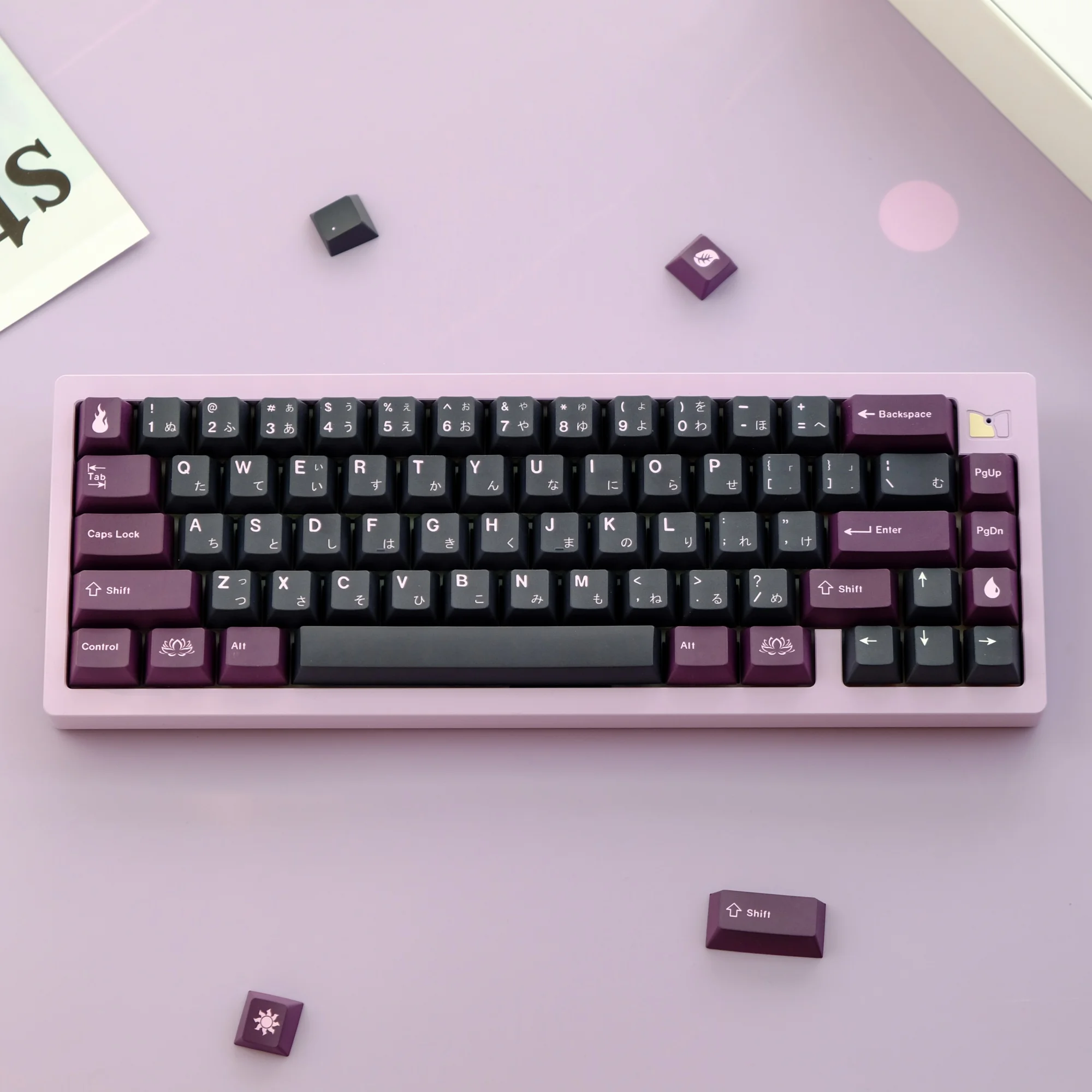 

Cherry PBT Keycaps GMK Clone Black Lotus Dye Sub Keycap 129 Keys For Gaming Mechanical Keyboard Wooting Japanese Classic Custom