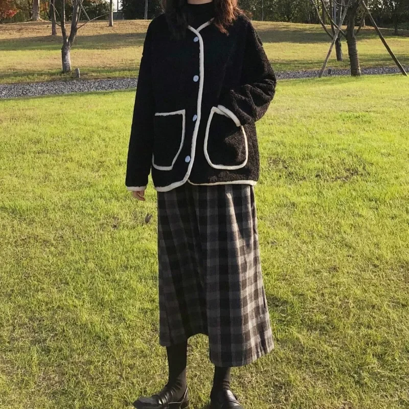 Parkas de Style court pour femmes, esthétique, joli Ulzzang, assorti à tout, collège, simple boutonnage, Chic, poches de loisirs, élégant, Simple, hiver