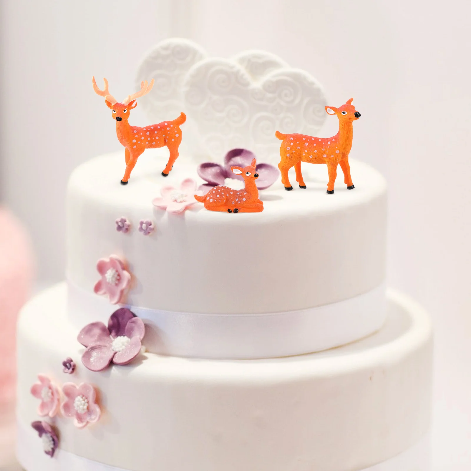 

3Pcs Brown Mini Deer Adornments Cake Vehicle Decoration Creative Desktop Plastic Ornament Gift Deer Adornments