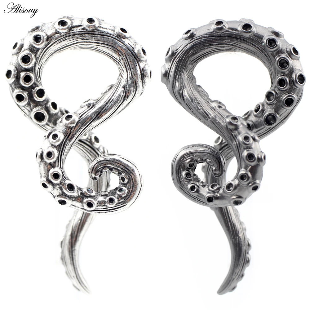 Alisouy 2PCS Copper Octopus Ear Weights Plugs Tunnels Spiral Taper Cartilage Earrings Gauges Expander Stretcher Piercing Jewelry