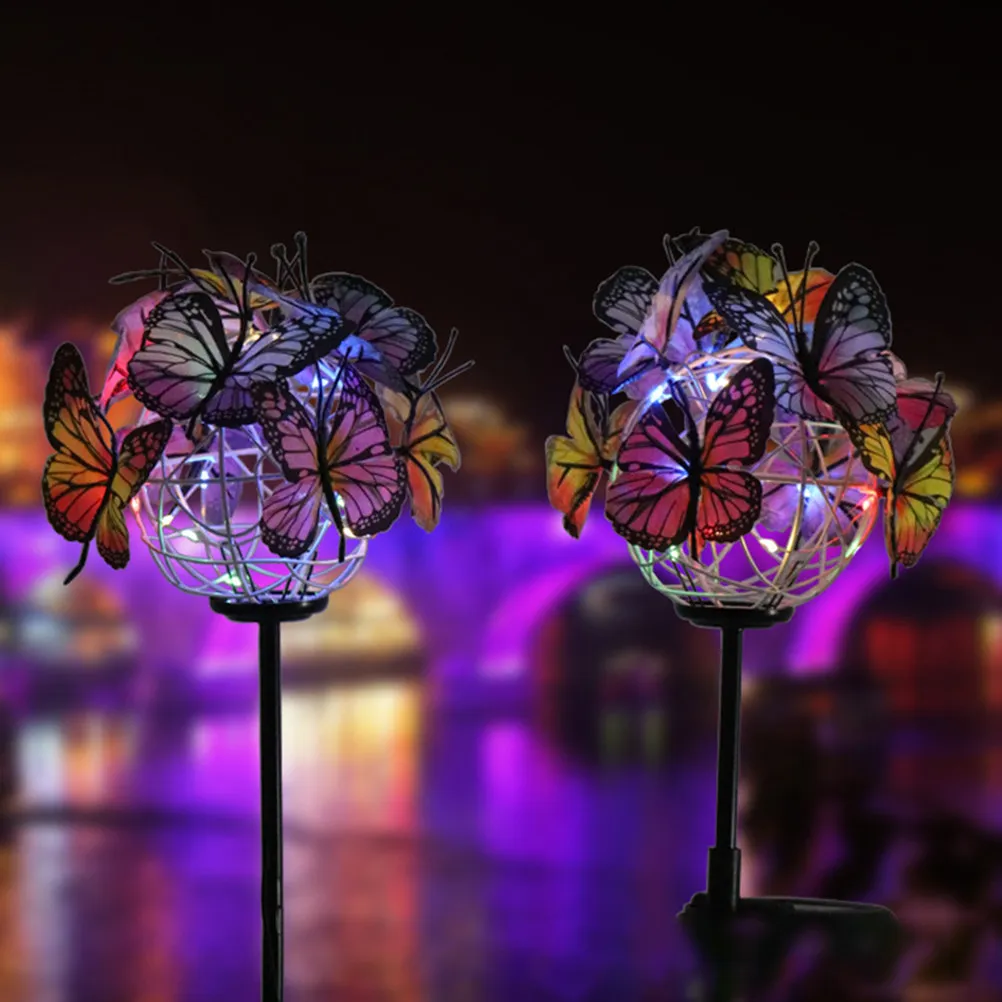 

Solar Butterflies Decorative Garden Stake Light Outdoor LED Colorful Metal Flower Solar Power Lamp Waterproof Rechargeable