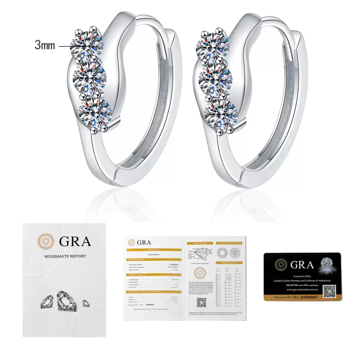 [Delicate] Moissanite earrings, female internet celebrity, unique geometric shape earrings, fashionable silver earrings