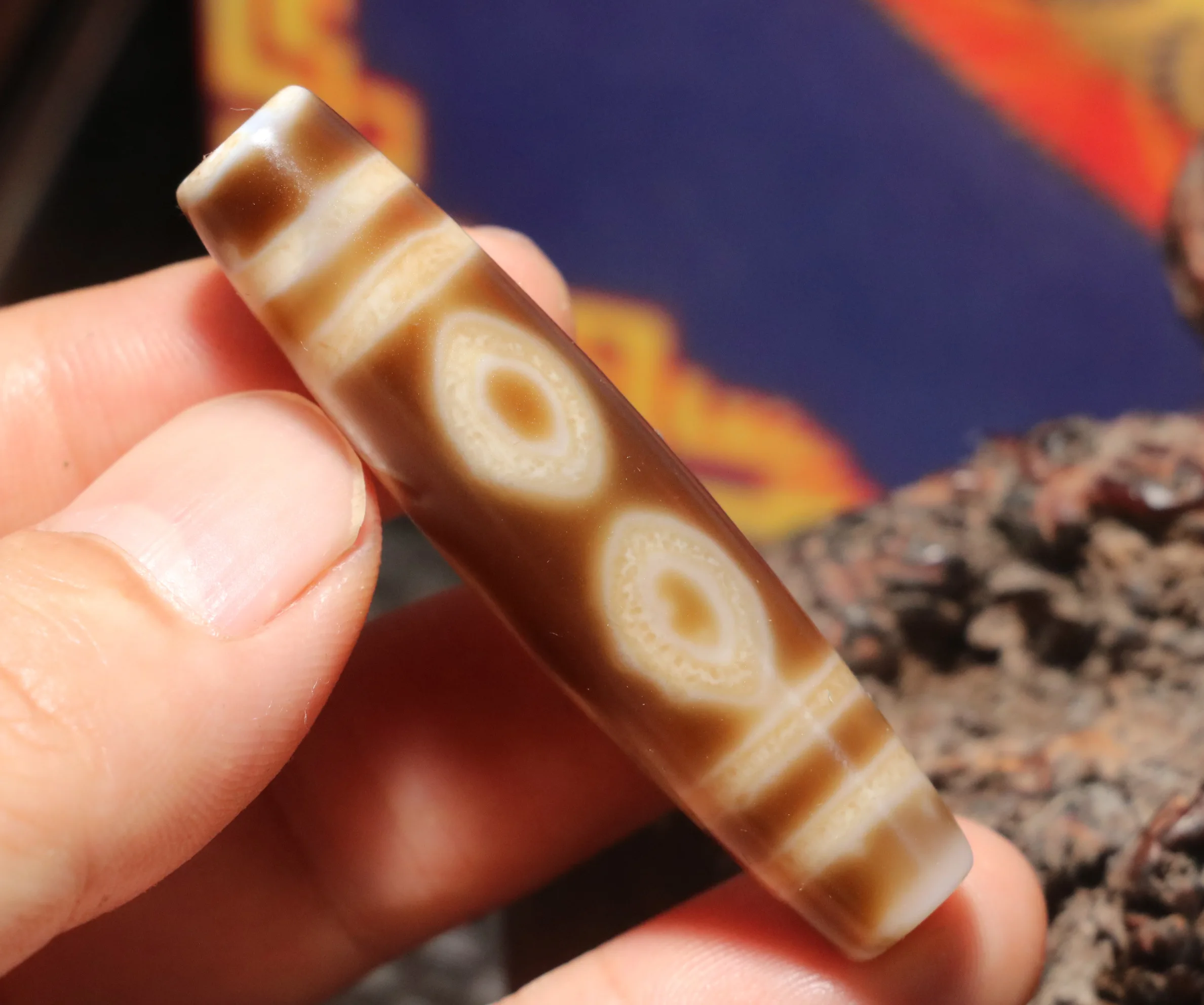 

AL Ultra Energy Tibetan Old Agate 5 Buddha Eyed Smoothly Fortune dZi Bead Pendant Amulet Big Treasure Timestown UPD21Asw