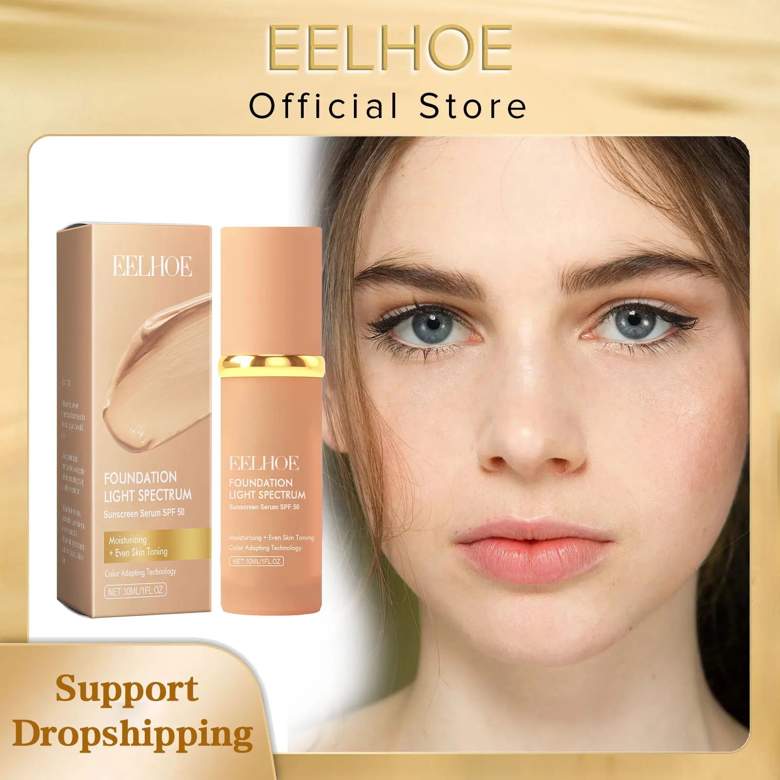 

EELHOE Liquid Face Foundation Spf 50 Temperature Change Professional High Coverage Makeup Base Waterproof Foundation Cosmetics