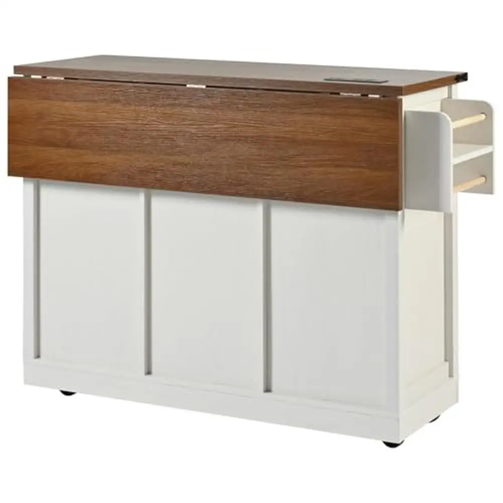 Kitchen Island with Barn Doors Sliding Spice Rack Power Outlet 53.7