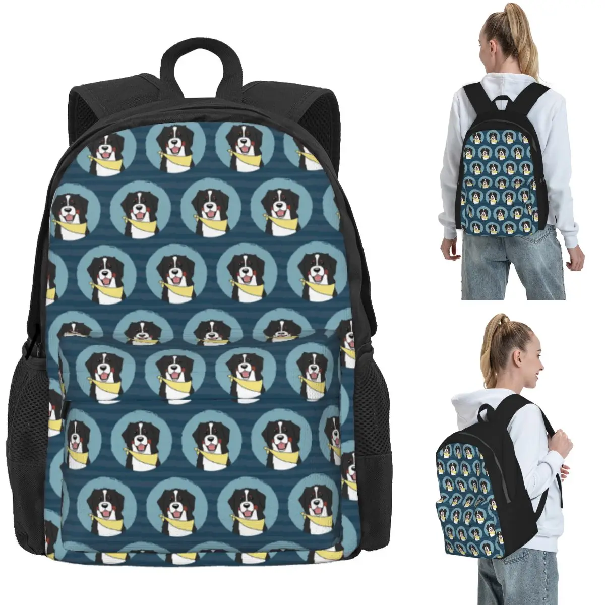 

Friendly Bernese Mountain Dog Animal Backpack Daypack Large Capacity Boys Girls BookBag School Bag Shoulder Bags for Men Women