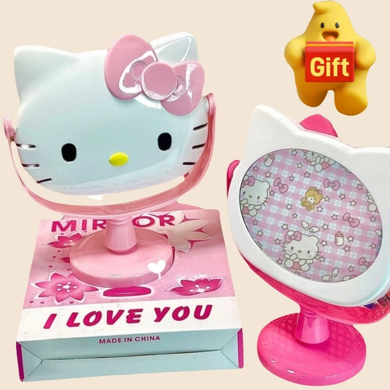 Kawaii Hello Kitty Vanity Mirror, Desktop Vertical Makeup Mirror, Sanrio Cartoon Anime Figure, Bonito Dormitório Estudantil, Presente de Férias