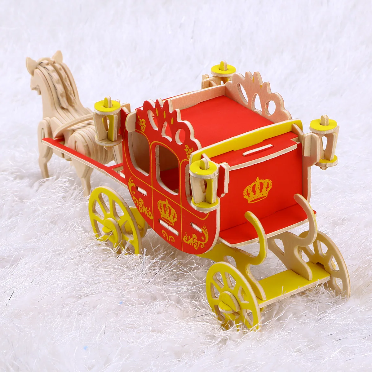 Royal Carriage 3D Wooden Puzzle Kit Handmade Educational Diy Decor Building Assembly Game Blocks Puzzles