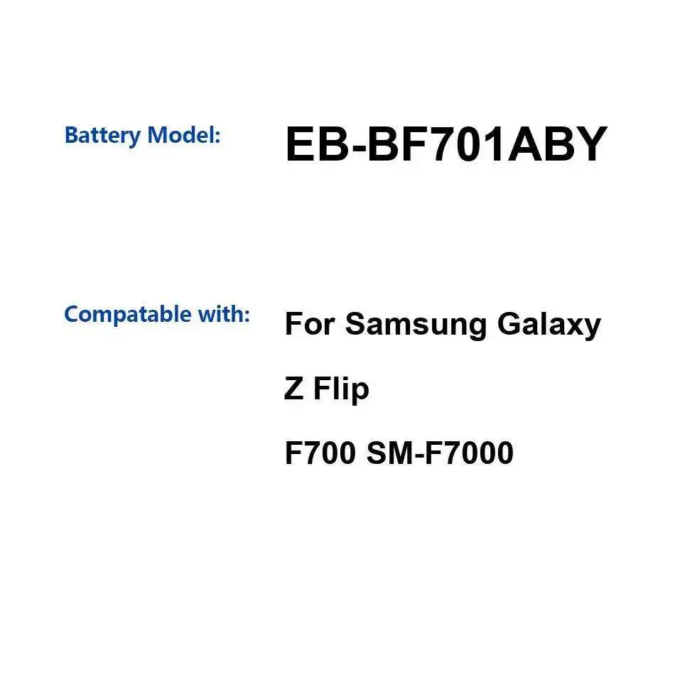 

Fast Charging 900Mah EB-BF701ABY For Samsung Galaxy Z Flip F700 SM-F7000 High-Capacity Mobile Phone Battery