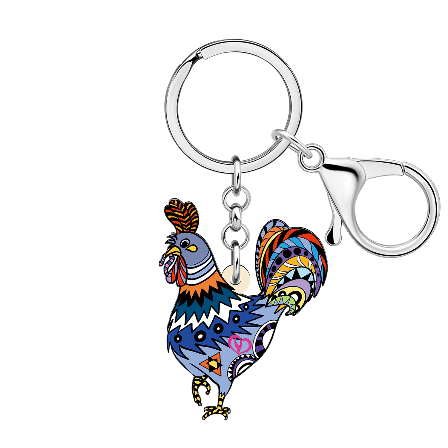 BONSNY Acrylic Rooster Chicken Keychain Key Chain Farm Animal Key Ring Jewelry For Women Kid Bag Purse Key Gifts