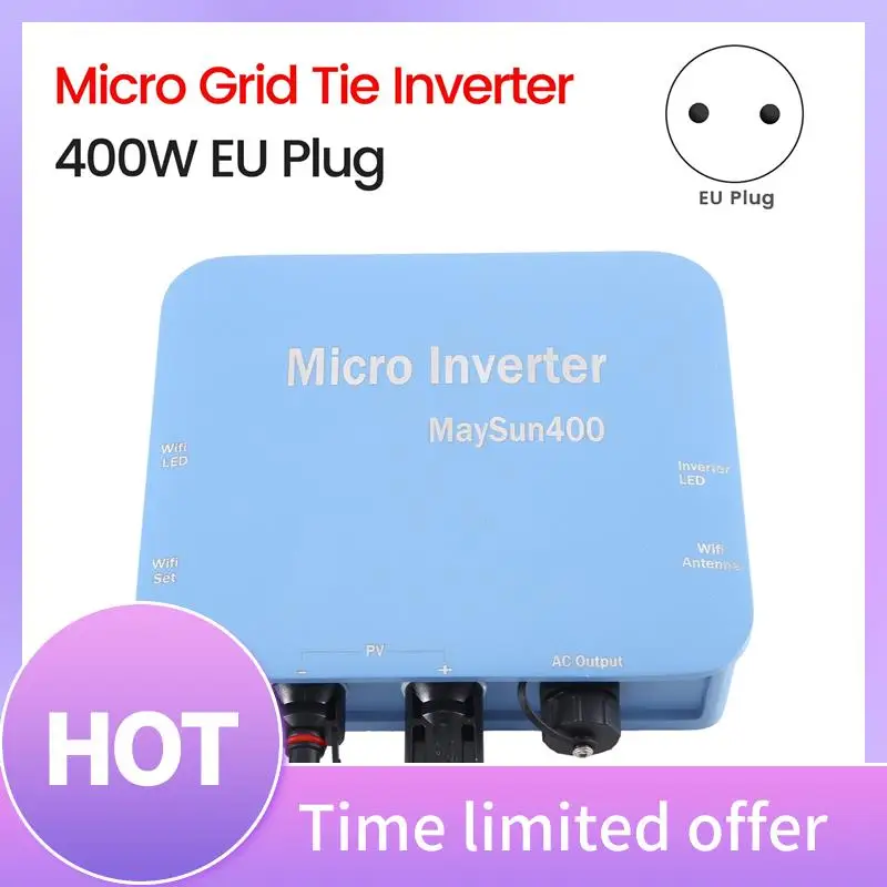 

400W Micro-Type Solar Panel Smart Inverter Pure Sine Wave Home Inverter 36V MPPT On Grid Tie Inverter - EU Plug Easy Install